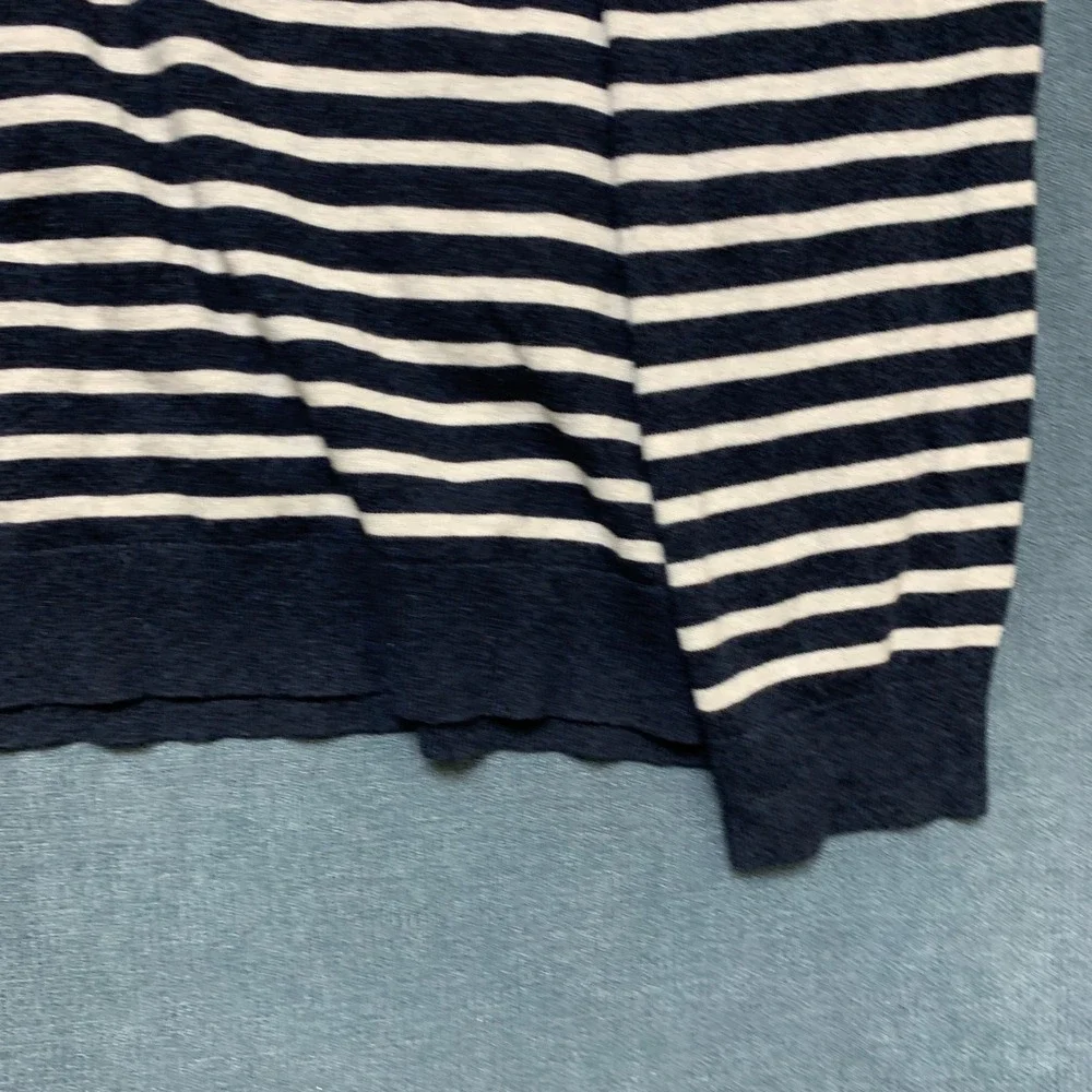 Banana Republic Premium Luxe Yarn Crew Sweater Mens XL Navy White Striped Casual